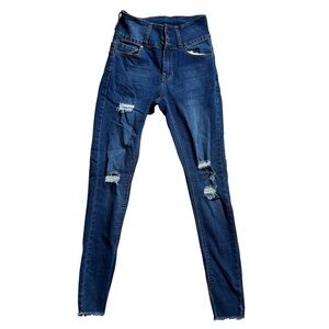 Heart and Lovely Dark Blue Distressed Skinny Jeans Size 3